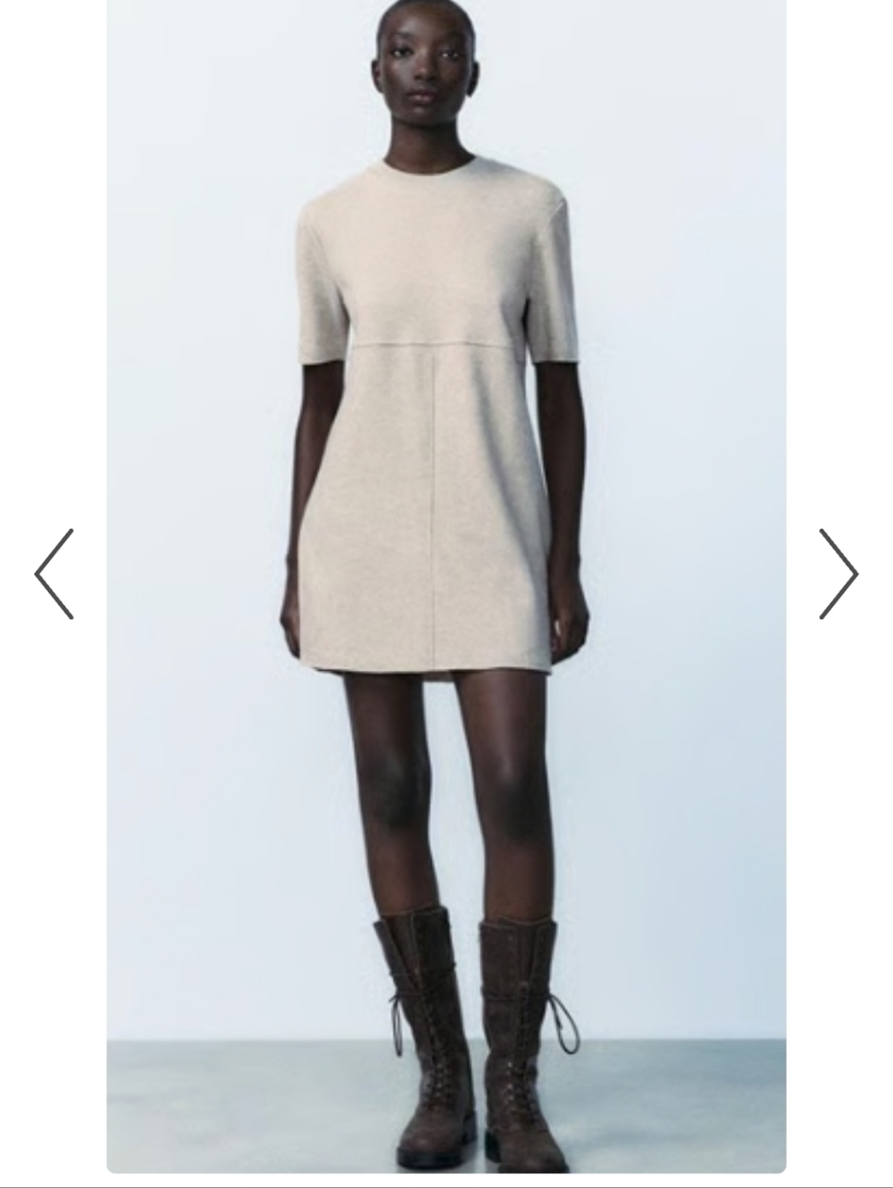 ZARA | Soft Faux Suede Dress Cream Sz S